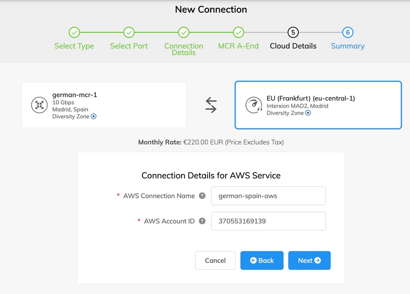 Detalles de conexión para el servicio AWS Detalles de conexión para el servicio AWS