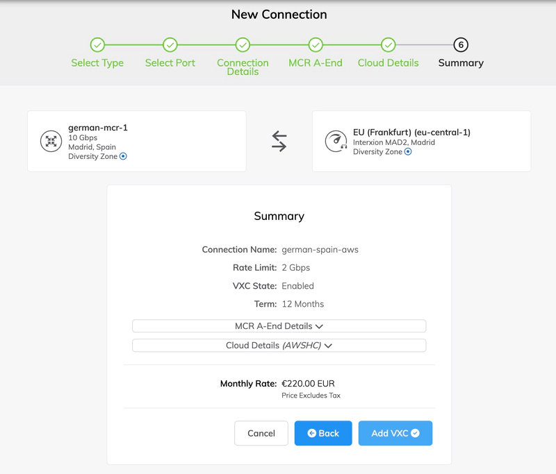 Nuevo resumen de conexión Nuevo resumen de conexión